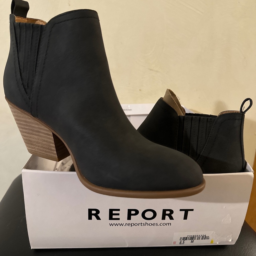 Report black ankle boots